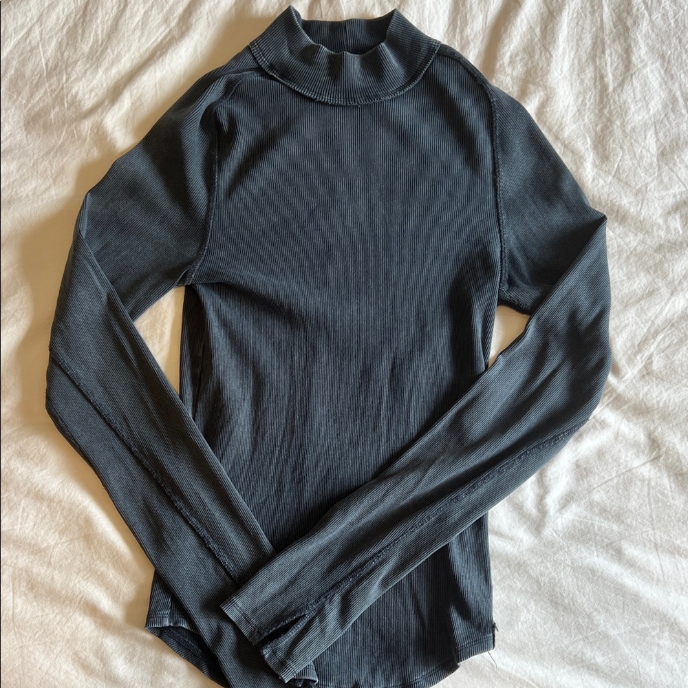 Free People Charcoal Long Sleeve Tee
